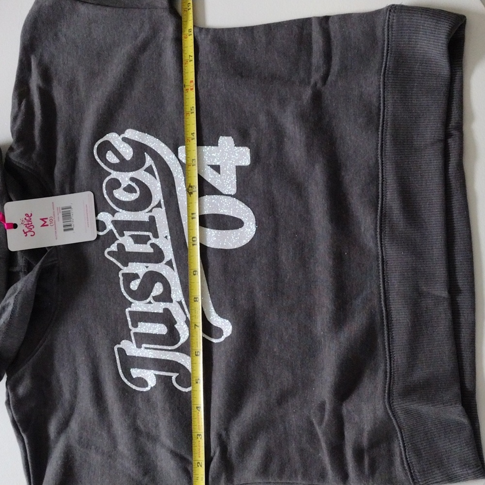 Justice Graphic Hoodie Glitter Branded Fleece. M(10) - Picture 12 of 15